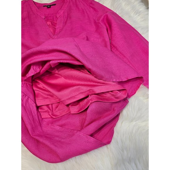 Dana Buckman Lined Long Sleeve Linen Mini Dress, XSmall - Picture 7 of 8